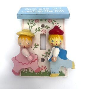Vintage Originals by Irmi Jack & Jill Went Up Hill Wooden Light Switch Cover 3D
